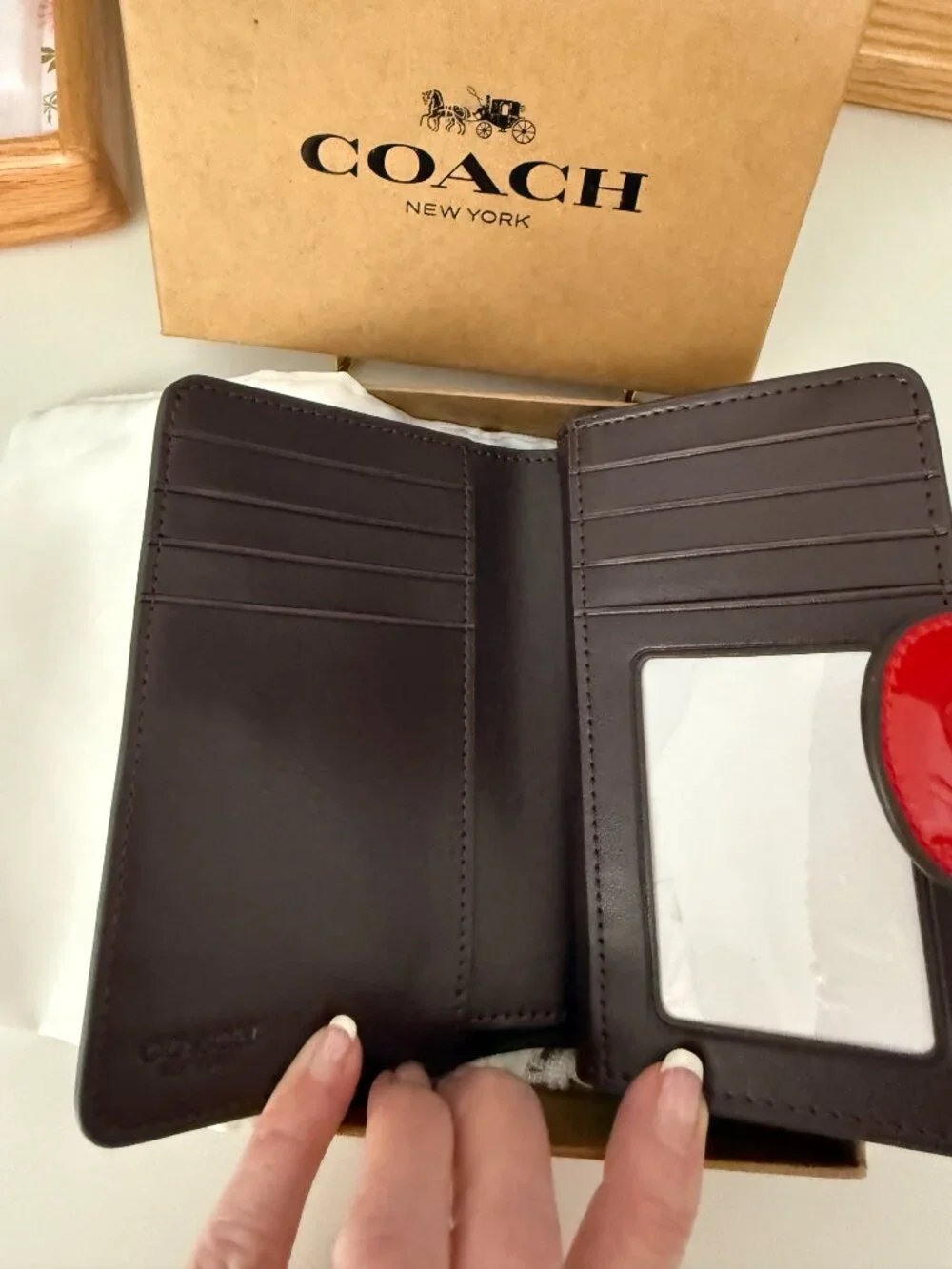 Coach Nina Wallet In Signature Glossy Red Patent Leather
